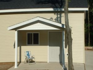 pole barn with patio